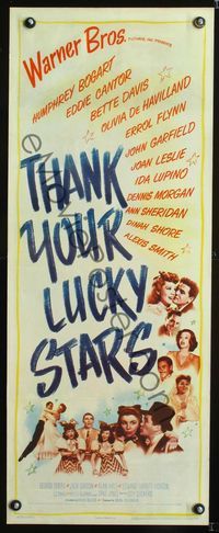 1v199 THANK YOUR LUCKY STARS insert '43 Errol Flynn, Humphrey Bogart, Bette Davis & more pictured!