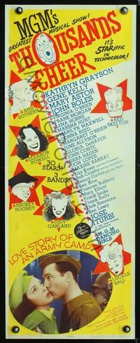 1v201 THOUSANDS CHEER insert poster '43 Judy Garland, Gene Kelly, Al Hirscfeld art of 7 stars!