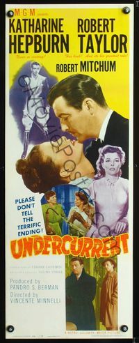 1v204 UNDERCURRENT insert movie poster '46 Katharine Hepburn, Robert Taylor, Robert Mitchum