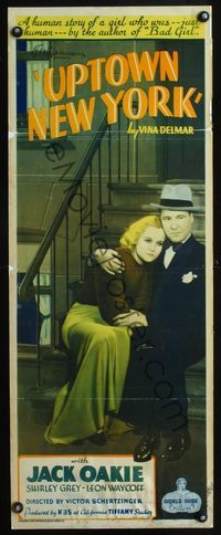 1v017 UPTOWN NEW YORK insert '32 Jack Oakie comforts sexy bad girl Shirley Gray, by Vina Delmar!