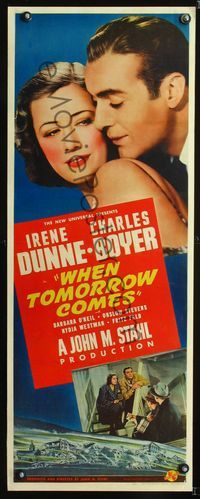 1v206 WHEN TOMORROW COMES insert poster '39 great romantic close up of Irene Dunne & Charles Boyer!