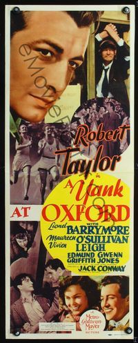 1v209 YANK AT OXFORD insert poster '38 handsome Robert Taylor & sexy young Maureen O'Sullivan!