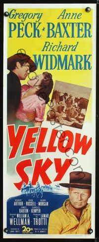 1v210 YELLOW SKY insert movie poster '48 Gregory Peck, Anne Baxter, Richard Widmark
