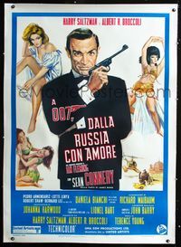 1v077 FROM RUSSIA WITH LOVE linen Italian 1p R70s art Sean Connery as James Bond, plus sexy babes!