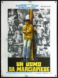 1v080 MIDNIGHT COWBOY linen Italian 1panel '69 art of Dustin Hoffman & Jon Voight, John Schlesinger