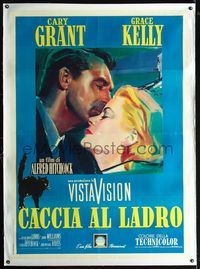 1v086 TO CATCH A THIEF linen Italian 1p R64 best different art of Grace Kelly & Cary Grant, Hitchcock