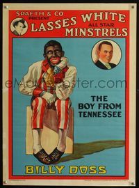 1v022 BOY FROM TENNESSEE minstrel show poster 1920s Lasses White All Star Minstrels, stone litho!