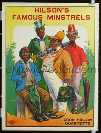 1v023 COON HOLLOW QUARTETTE 20x26.5 minstrel show poster 1900s stone litho Hilson's Famous Minstrels