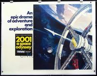 1v041 2001: A SPACE ODYSSEY linen Cinerama subway poster '68 cool art of space wheel by Bob McCall!