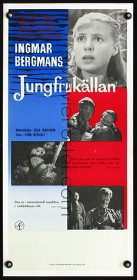 1v012 VIRGIN SPRING Swedish stolpe poster '60 Ingmar Bergman's Jungfrukallan, Max von Sydow, Valberg