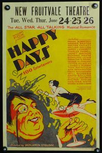 1v131 HAPPY DAYS window card poster '30 super deco artwork of sexy party girl in champagne glass!