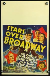 1v145 STARS OVER BROADWAY WC poster '35 art of Pat O'Brien, Jane Froman & opera singer James Melton!