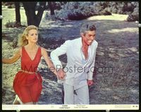 1w172 HARD CONTRACT color 11x14 movie still '69 James Coburn on the run with sexy Lee Remick!