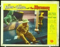 1w059 ABBOTT & COSTELLO MEET THE MUMMY LC #7 '55 great image of Lou about to be very surprised!