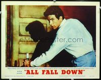 1w063 ALL FALL DOWN lobby card #2 '62 close up of sexy Warren Beatty holding bottle of liquor!