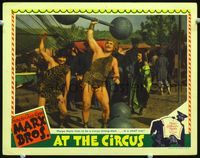 1w069 AT THE CIRCUS LC '39 wonderful image of Harpo Marx in leopard skin imitating strong man!