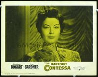 1w075 BAREFOOT CONTESSA movie lobby card #1 '54 incredible close portrait of sexy Ava Gardner!