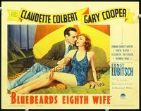 1w088 BLUEBEARD'S EIGHTH WIFE LC '38 close up of sexy Claudette Colbert & Gary Cooper, Lubitsch