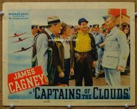 1w093 CAPTAINS OF THE CLOUDS movie lobby card '42 pilot James Cagney & Alan Hale yell at officer!