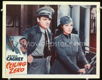 1w094 CEILING ZERO movie lobby card R50s close up of aviator James Cagney & June Travis in uniform!