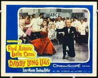 1w110 DADDY LONG LEGS lobby card #4 '55 wonderful close up of Fred Astaire & Leslie Caron dancing!