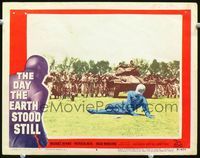 1w115 DAY THE EARTH STOOD STILL LC #6 '51 Michael Rennie in space suit on ground with many soldiers
