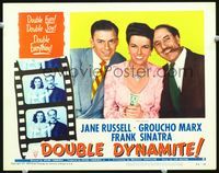 1w126 DOUBLE DYNAMITE LC #8 '52 wonderful 3-shot of Groucho Marx, Jane Russell & Frank Sinatra!