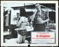 1w129 DR. STRANGELOVE lobby card '64 Kubrick, George C. Scott on phone as sexy Tracy Reed smokes!
