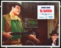 1w133 EL DORADO movie lobby card #6 '66 great close up of tough John Wayne pointing shotgun!