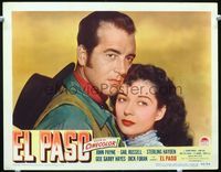 1w134 EL PASO movie lobby card #8 '49 romantic close portrait of cowboy John Payne & Gail Russell!