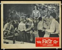 1w141 FAST SET movie lobby card '57 couples dancing in Paris sex club with topless dancer!