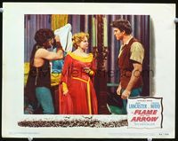 1w144 FLAME & THE ARROW movie lobby card #6 '50 Burt Lancaster & Nick Cravat kidnap Virginia Mayo!