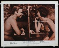 1w147 FOR MEMBERS ONLY lobby card '59 The Nudist Story, sexy Shelley Martin in nude conversation!