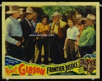 1w152 FRONTIER JUSTICE movie lobby card '36 Hoot Gibson with Jane Barnes and lots of men!