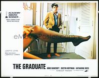 1w166 GRADUATE movie lobby card #7 R72 classic image of Dustin Hoffman & Anne Bancroft's sexy leg!