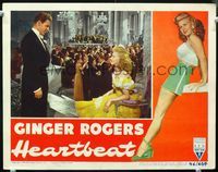 1w174 HEARTBEAT lobby card '46 beautiful Ginger Rogers approached by dashing Jean-Pierre Aumont!