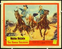 1w184 HORSE SOLDIERS LC #2 '59 cool art of John Wayne & William Holden on charging cavalry horses!