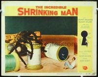 1w194 INCREDIBLE SHRINKING MAN LC #6 '57 classic image of Grant Williams fighting off giant spider!
