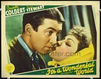 1w202 IT'S A WONDERFUL WORLD LC '39great close up of Claudette Colbert about to kiss Jimmy Stewart!
