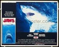 1w203 JAWS lobby card #4 '75 Steven Spielberg classic, great close up of Bruce the man-eating shark!