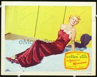 1w211 LADY FROM SHANGHAI LC #6 '47 great full-length image of Rita Hayworth in sexy gown on floor!