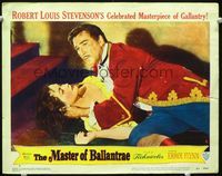 1w235 MASTER OF BALLANTRAE LC #8 '53 close up of Errol Flynn helping passed out Beatrice Campbell!
