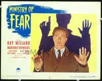 1w239 MINISTRY OF FEAR LC '44 directed by Fritz Lang, wonderful close image of Ray Milland & shadow