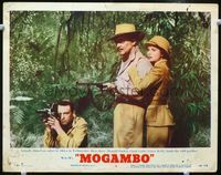 1w242 MOGAMBO LC #5 '53 Clark Gable, Grace Kelly & Donald Sinden with camera & gun in Africa!