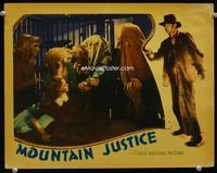 1w246 MOUNTAIN JUSTICE movie lobby card '37 wacky hillbilly klan members take girl from jail cell!