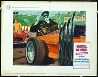1w017 MUNSTER GO HOME LC #2 '66 great close up of Fred Gwynne as Herman in cool drag race car!
