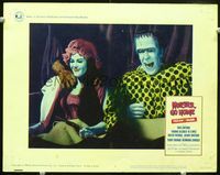 1w021 MUNSTER GO HOME LC #6 '66 great c/u of Fred Gwynne, Yvonne De Carlo & creepy hands in bed!