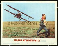 1w002 NORTH BY NORTHWEST LC #2 '59 Alfred Hitchcock, classic image of Cary Grant chased by plane!