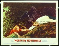 1w004 NORTH BY NORTHWEST LC #6 '59 Cary Grant & Eva Marie Saint close up climbing Mt. Rushmore!