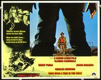 1w264 ONCE UPON A TIME IN THE WEST LC #6 '68image of Charles Bronson at gunfight seen through legs!
